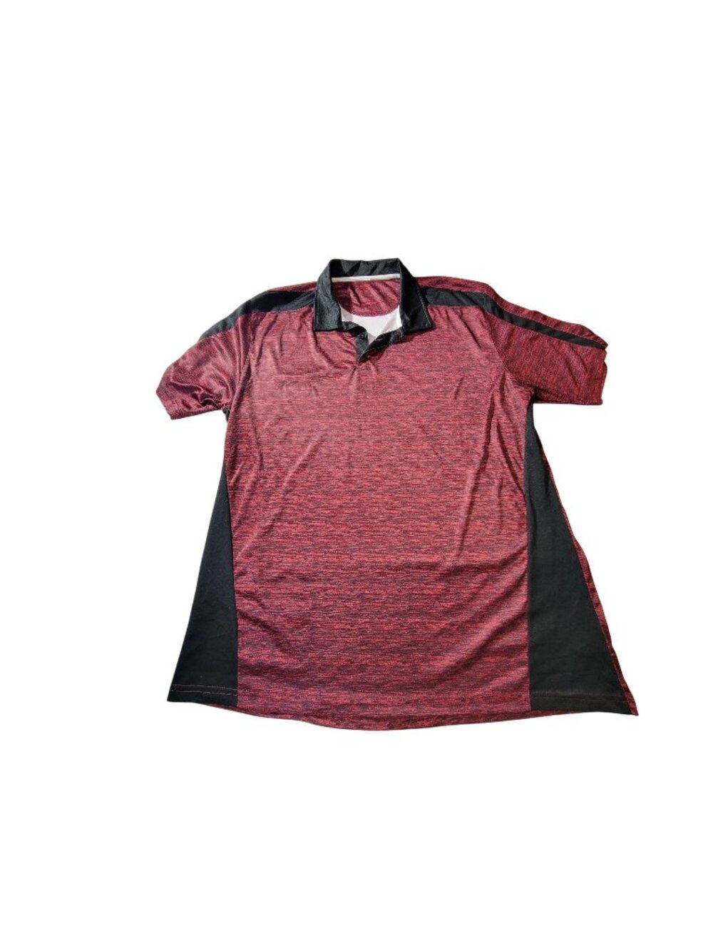 Mens Red & Black Polo Shirt With Contrast Panels S XL 100% Polyester Comfortable